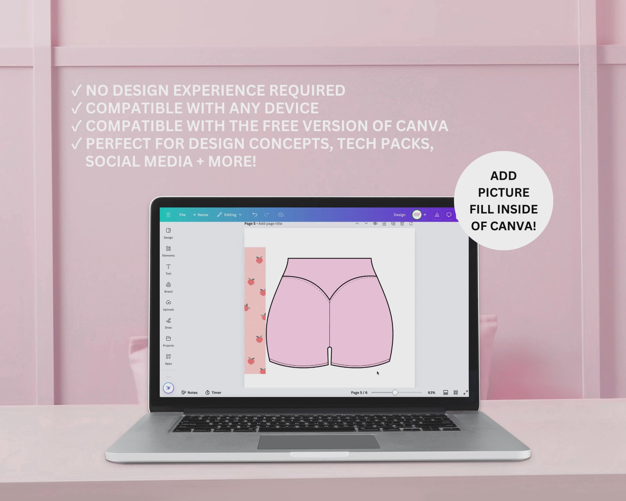 A short video showing the ability to add a picture fill inside of a mockup in Canva