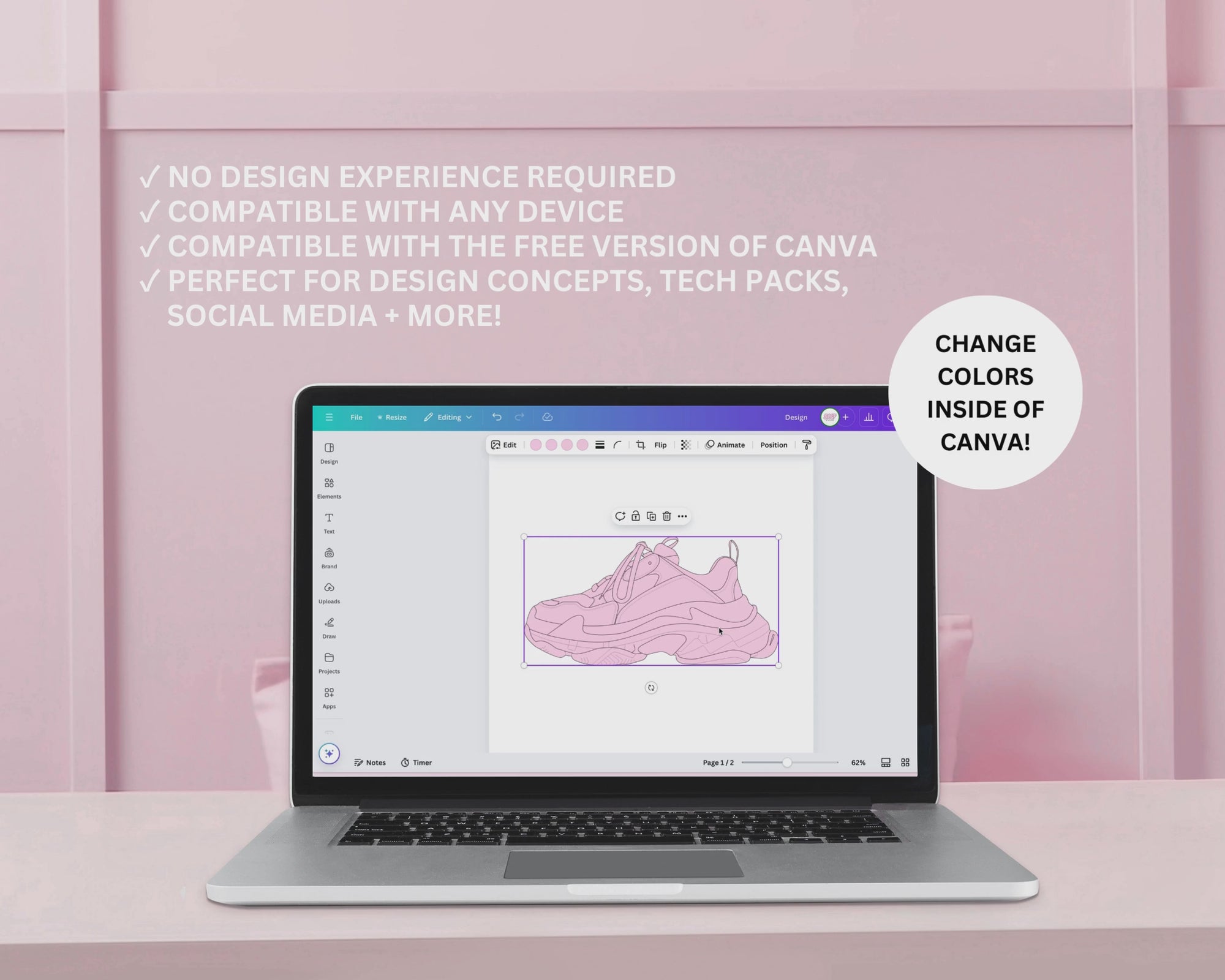 A short video showing the ability to change colors of a mockup in Canva