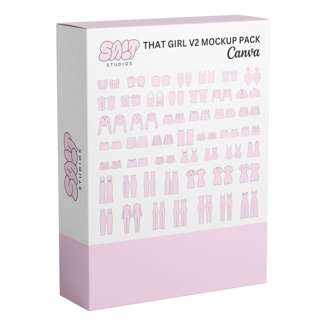 A picture displaying all the mockups in the That Girl V2 Mockup Pack